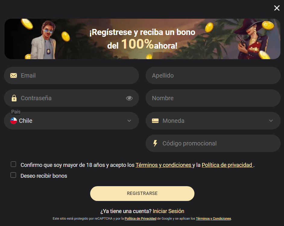 Registro en 1xSlots casino