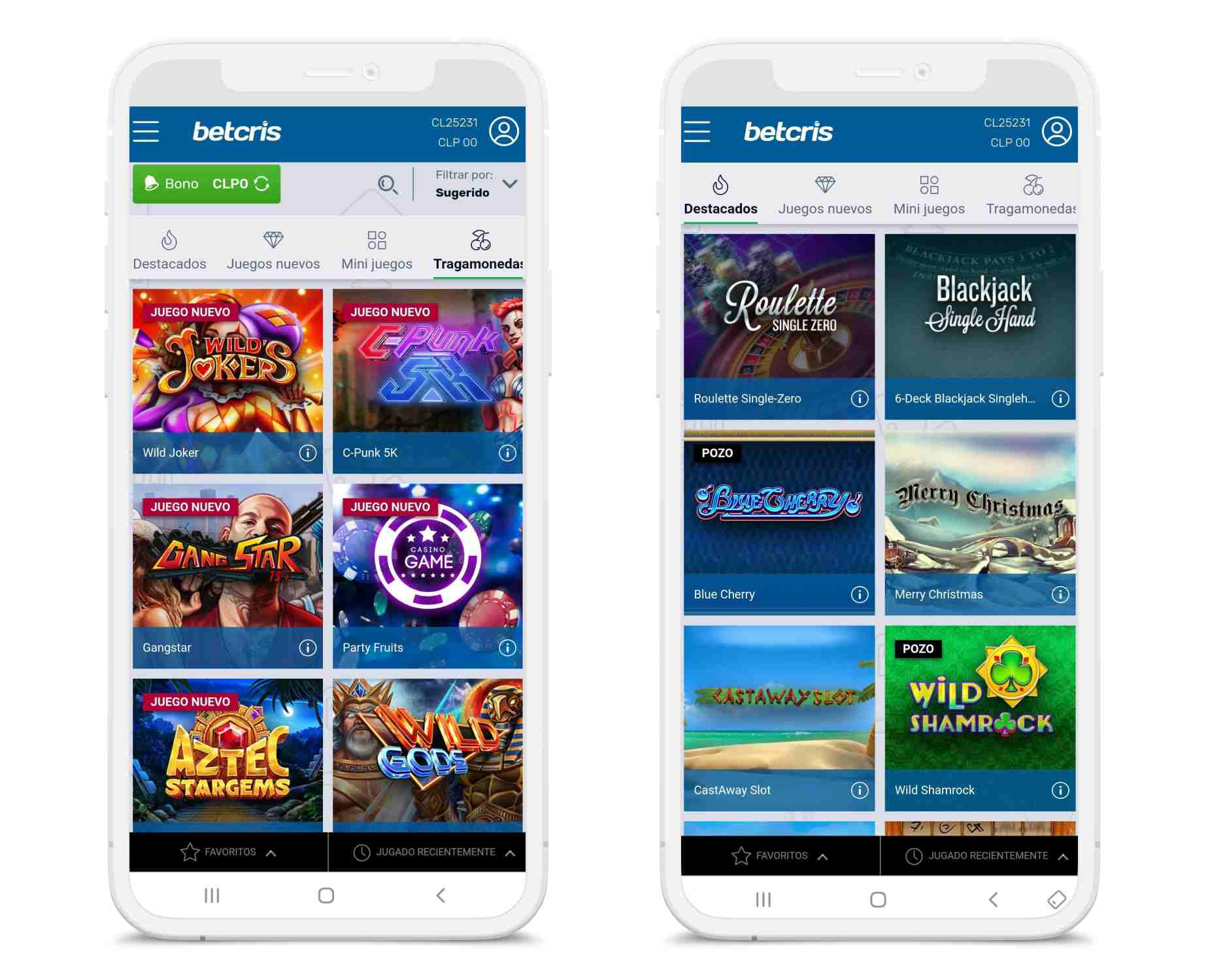 Aplicación móvil del casino Betcris