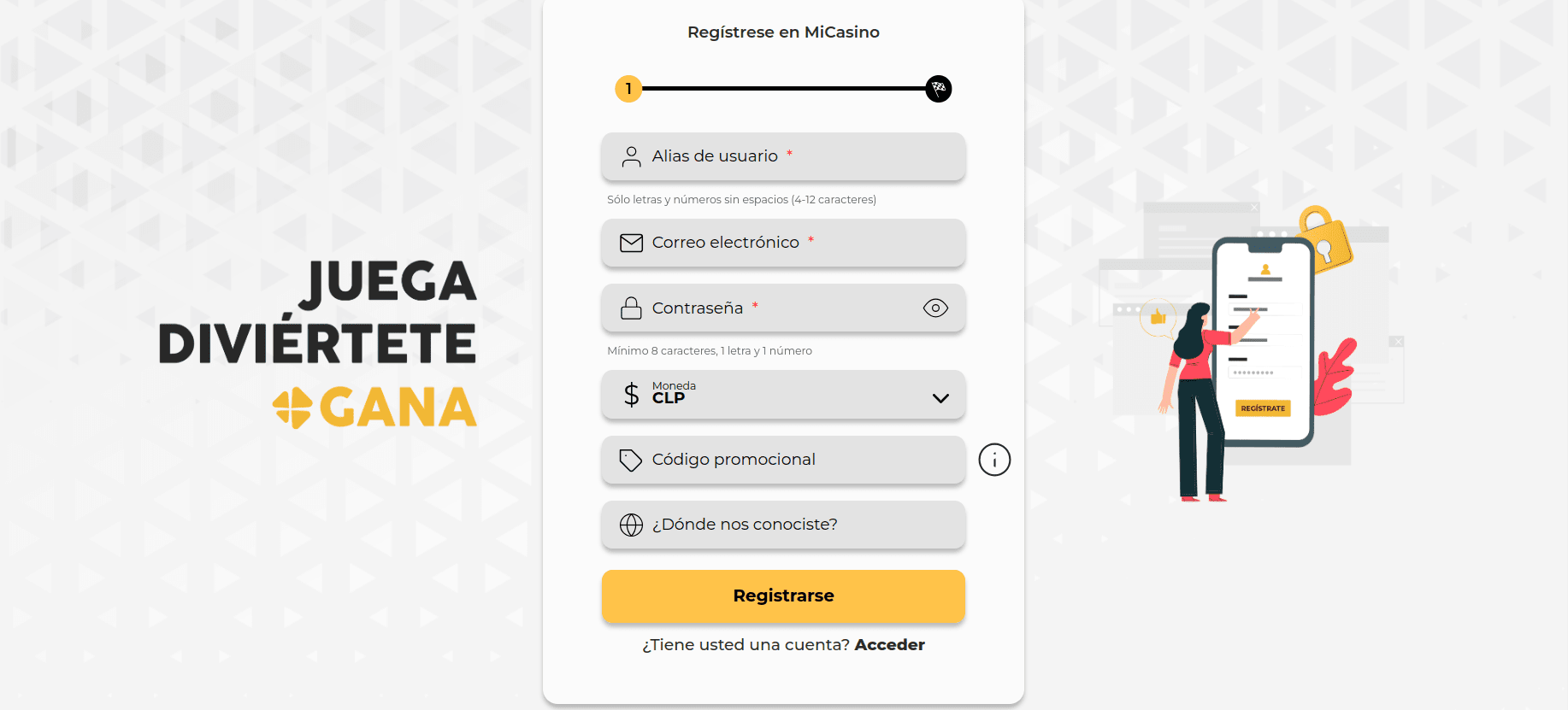 Registro en MiCasino