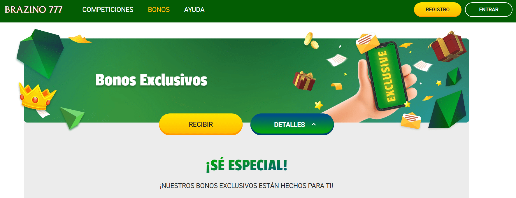 Bonos exclusivos del casino Brazino777
