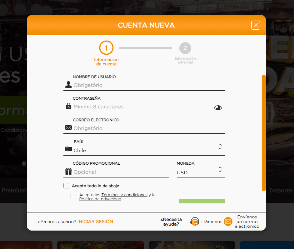 Registrarse en Casino.com