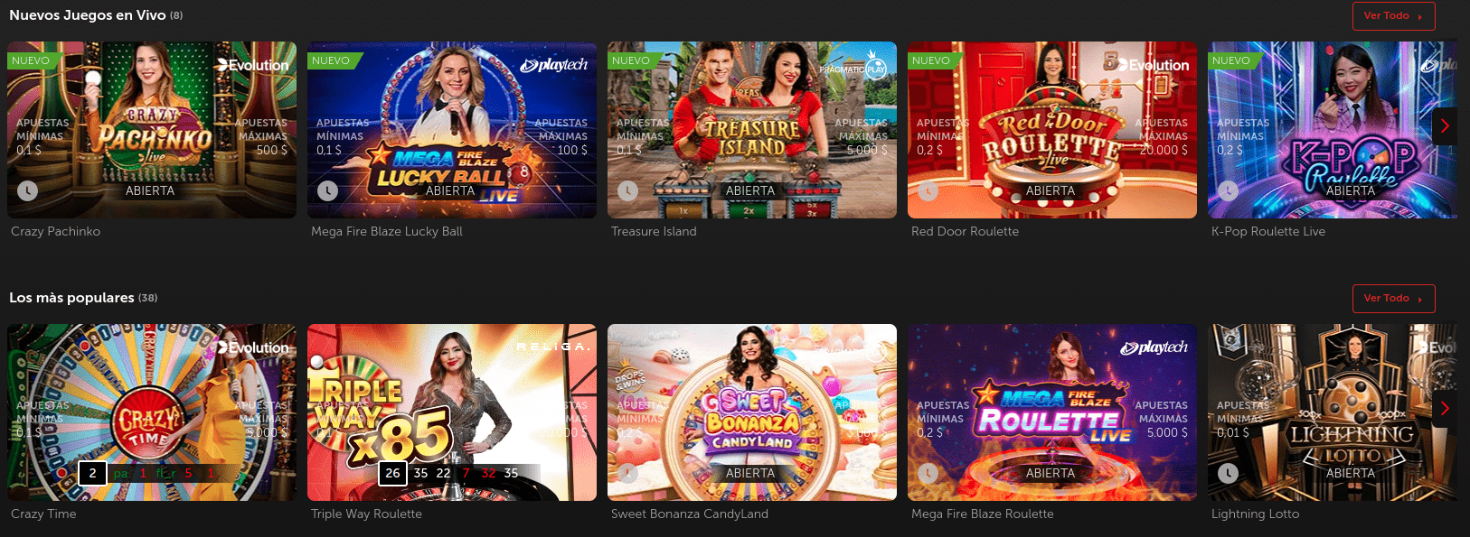 Betsafe con juegos en vivo