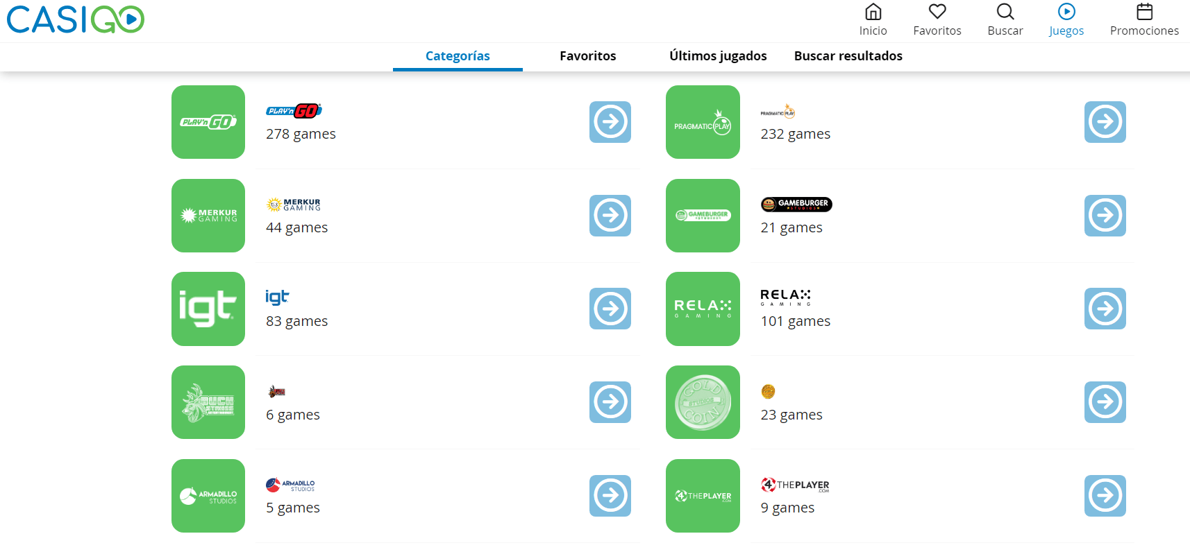Desarrolladores de juegos de casino CasiGo