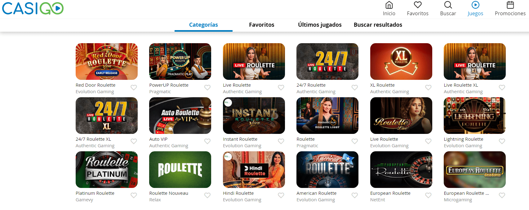 Ruleta en CasiGo casino