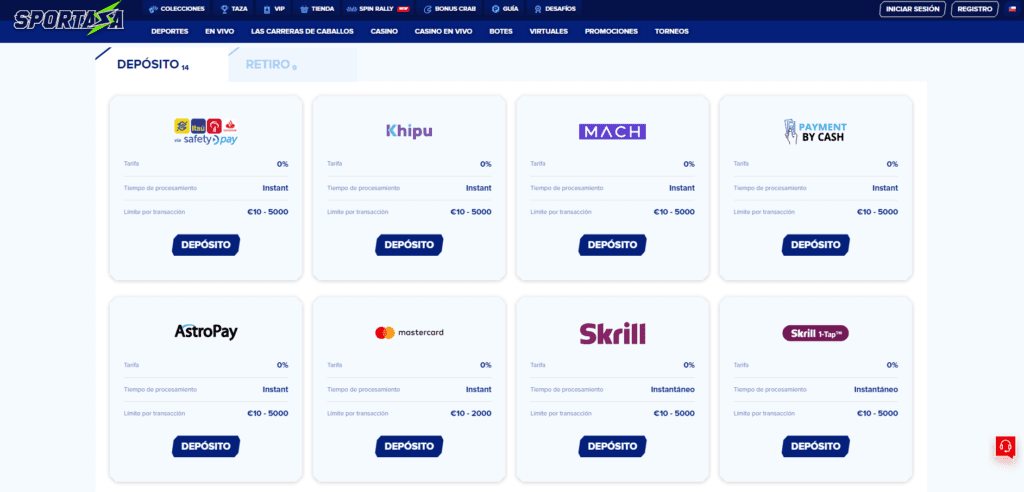 Sportaza formas de pago