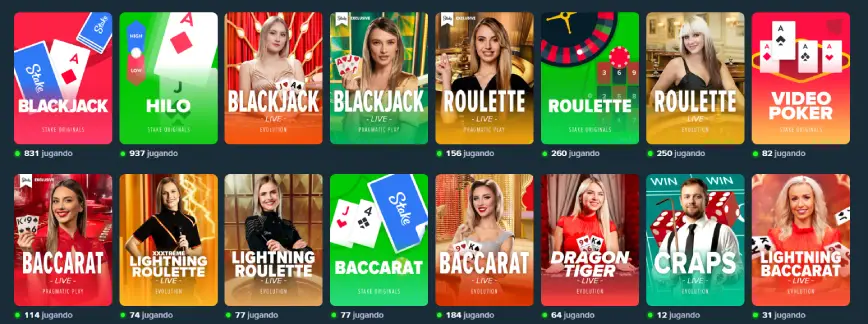 Stake juegos en vivo