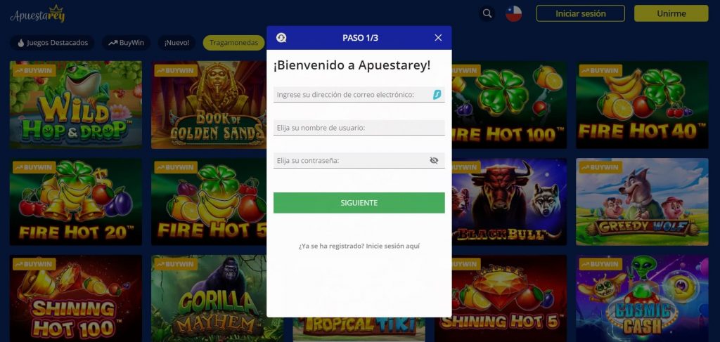 Registro en Apuestarey