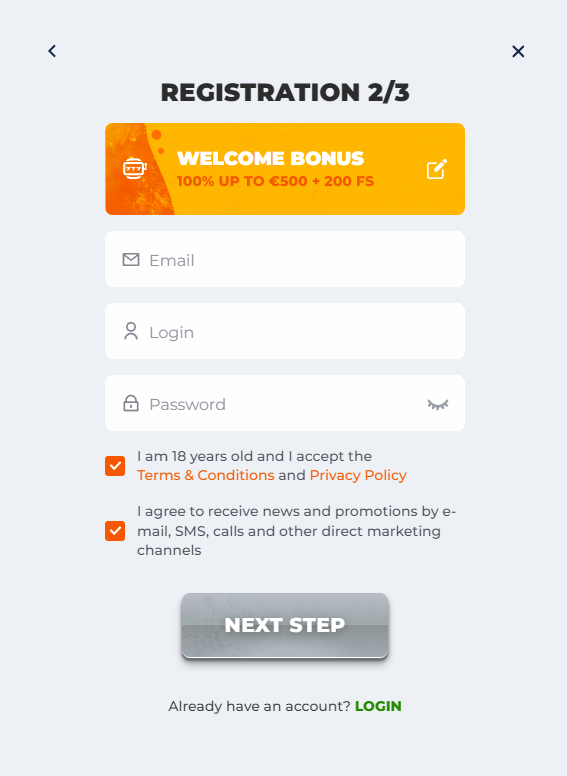 Interface d inscription Betriot