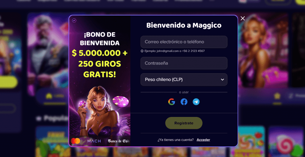 Proceso de registro en Maggico Casino
