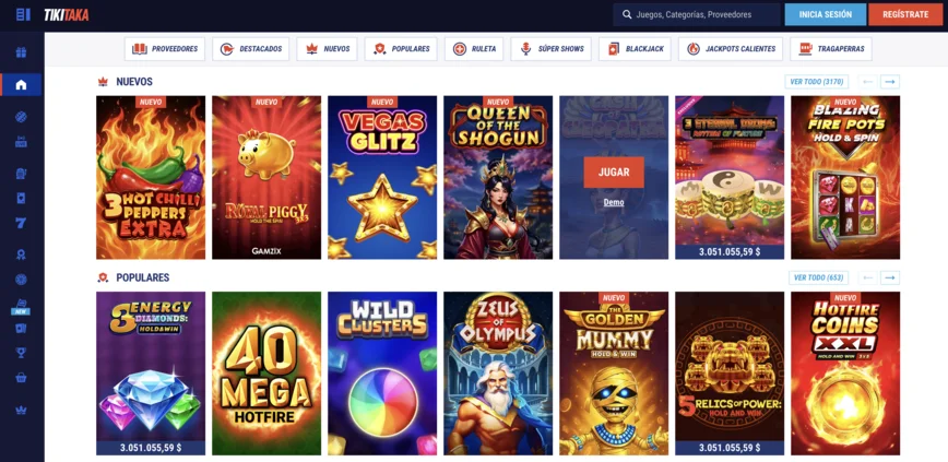 Juegos en Tikitaka casino